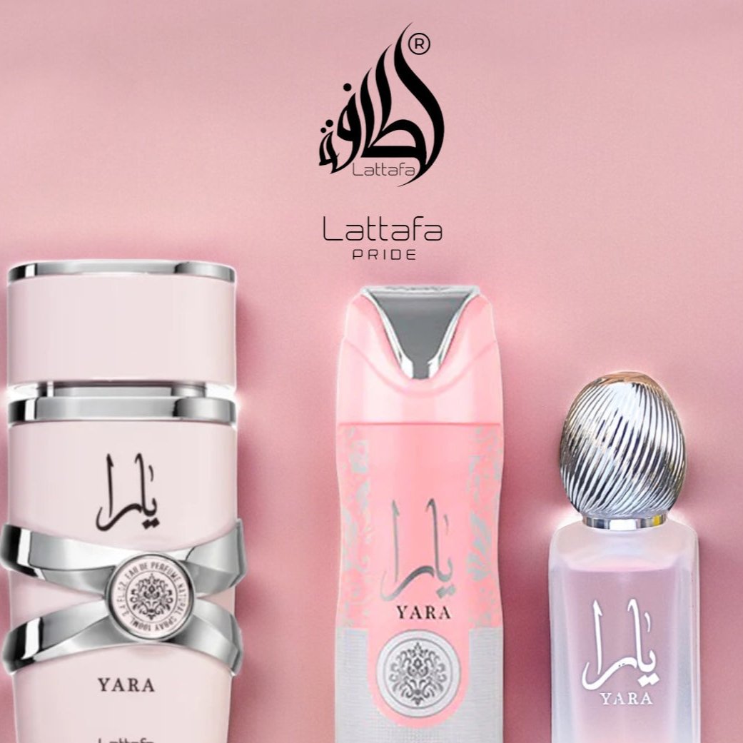 LATTAFA YARA WOMEN SET (3 PC) 3.4 OZ EDP / 6.8 OZ DEO / 1.7 OZ HAIRMIST
