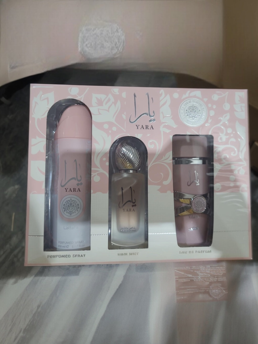 LATTAFA YARA WOMEN SET (3 PC) 3.4 OZ EDP / 6.8 OZ DEO / 1.7 OZ HAIRMIST